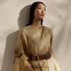 Polo Ralph Lauren Mallorie Floral Silk Gauze Wrap Top In Tan Multi