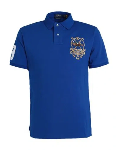 Polo Ralph Lauren Man Polo Shirt Bright Blue Size L Cotton