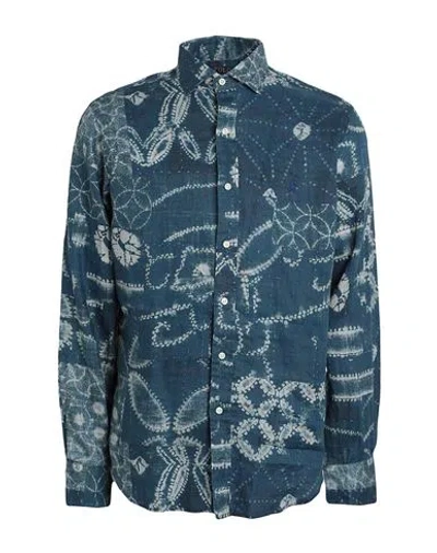 Polo Ralph Lauren Man Shirt Navy Blue Size L Linen