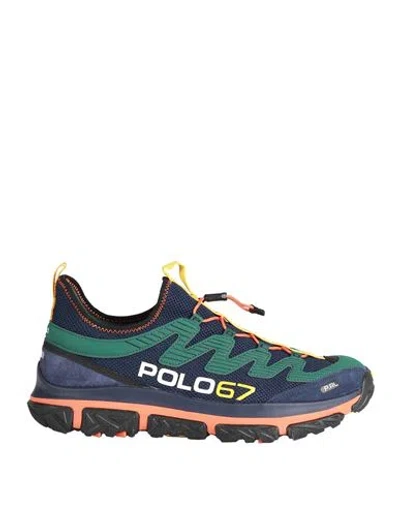 Polo Ralph Lauren Man Sneakers Navy Blue Size 9 Textile Fibers, Leather
