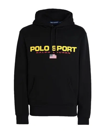 Polo Ralph Lauren Polo Sport Ralph Lauren Man Sweatshirt Black Size L Cotton, Recycled Polyester In Black
