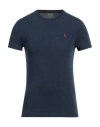 Polo Ralph Lauren Blue Crewneck T-shirt With Pony Embroidery On The Front In Blue