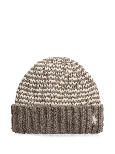 Polo Ralph Lauren Mariner Stripe-knit Beanie Hat In Gray