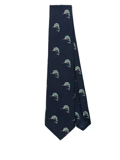 Polo Ralph Lauren Marlin-pattern Silk Tie In 蓝色