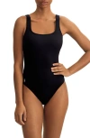 Polo Ralph Lauren Martinique Signature Solids One Piece Swimsuit In Black