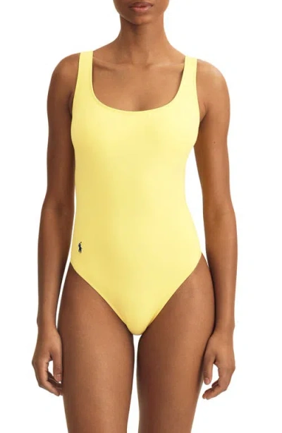 Polo Ralph Lauren Scoopback One-piece Swimsuit In Yellow