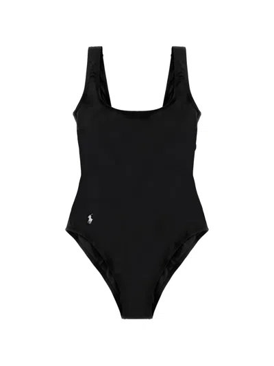 Polo Ralph Lauren Martinique Signature Solids One Piece Swimsuit In Black