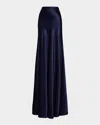 Polo Ralph Lauren Masina Long Charmeuse Skirt In Navy