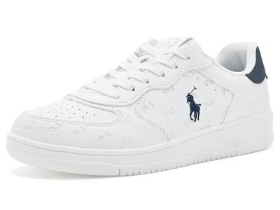 Polo Ralph Lauren Masters Court (big Kid) Boys Shoes White/navy : 3.5 Big Kid M, Synthetic In Multi