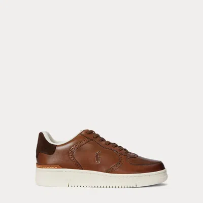 Polo Ralph Lauren Masters Court Burnished Leather Sneaker In Tan