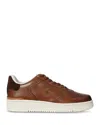 Polo Ralph Lauren Masters Court Burnished Leather Sneakers In Brown
