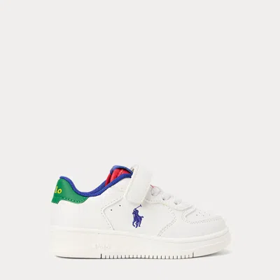 Polo Ralph Lauren Kids' Masters Court Faux-leather Ps Sneaker In White/royal