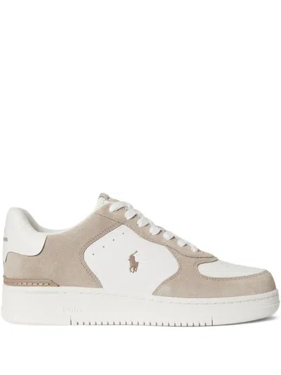 Polo Ralph Lauren Masters Court Leather Sneakers In Gold