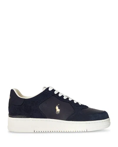 Polo Ralph Lauren Masters Court Leather Suede Sneakers In Blue