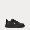 Polo Ralph Lauren Mens Black Masters Court Embroidered-pony Leather Trainers