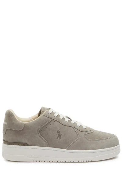 Polo Ralph Lauren Masters Court Panelled Suede Sneakers In Gray