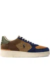 Polo Ralph Lauren Masters Suede-panelled Tweed Sneakers In Brown