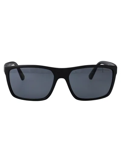 Polo Ralph Lauren Matte Black Injected Sunglasses In Blue