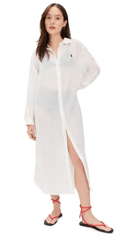 Polo Ralph Lauren Maxi Boyfriend Shirt Cream In White