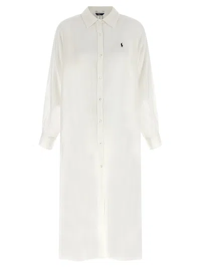 Polo Ralph Lauren Long Sleeve Boyfriend Shirt Maxi Dress In Neutral