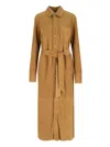 Polo Ralph Lauren Maxi Chemisier In Soft Brown Suede In Gold