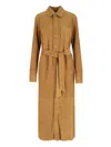 Polo Ralph Lauren Maxi Chemisier In Soft Brown Suede In Gold