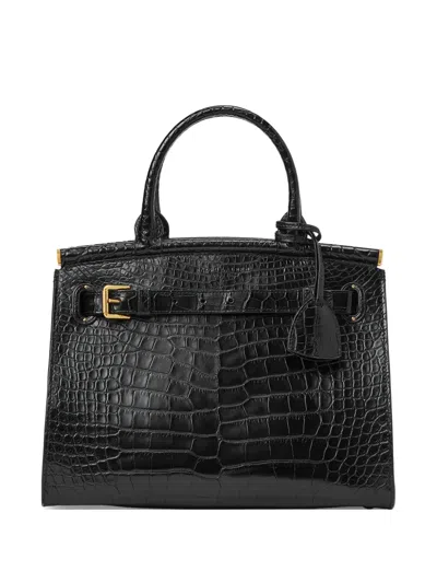 Polo Ralph Lauren Mittelgrosse Caiman Schultertasche In Schwarz