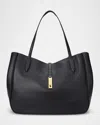 Polo Ralph Lauren Medium Grain Leather Tote Bag In Black