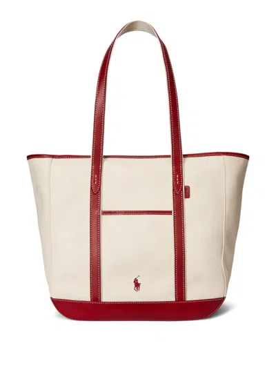 Polo Ralph Lauren Medium Leather-trimmed Canvas Tote Bag