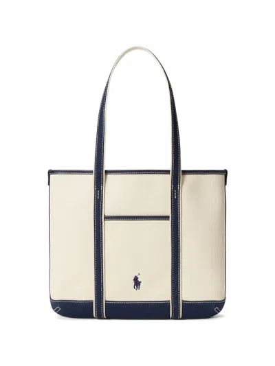 Polo Ralph Lauren Medium Leather-trim Tote Bag In Multi