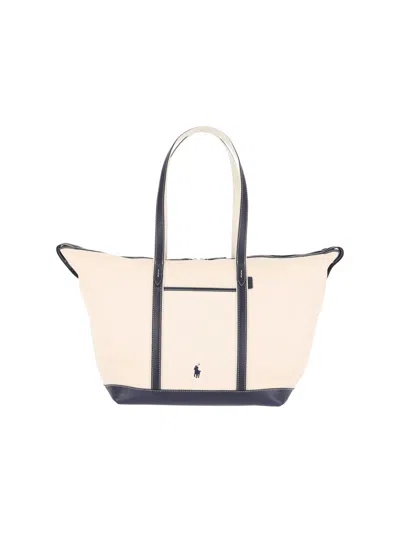 Polo Ralph Lauren Medium Logo Tote Bag In White