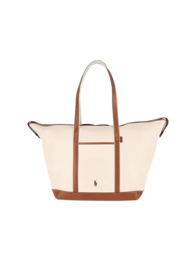 Polo Ralph Lauren Medium Logo Tote Bag In White