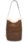 Polo Ralph Lauren Bellport Shearling Sling Bucket Bag In Brown