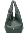 Polo Ralph Lauren Medium Shopper Leather Tote Bag In Green