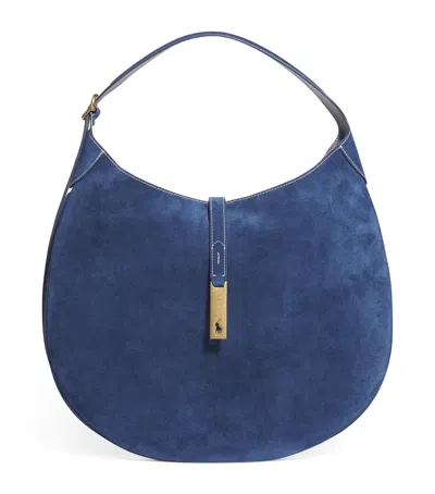 Polo Ralph Lauren Medium Suede Id Shoulder Bag In Blue