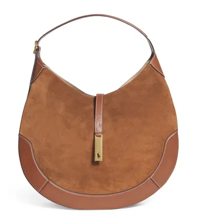 Polo Ralph Lauren Medium Suede Id Shoulder Bag In Brown