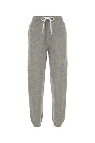 Polo Ralph Lauren Melange Grey Cotton Blend Joggers In Gray