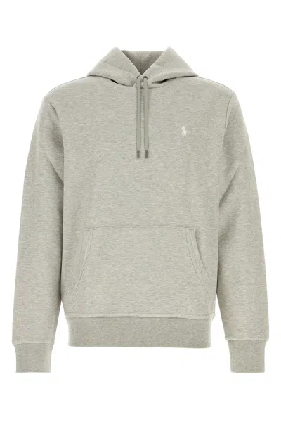 Polo Ralph Lauren Cotton Blend Hooded Sweatshirt Front Pocket In Gray