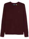 Polo Ralph Lauren Bordeaux Crewneck Sweater With Pony Logo Embroidered On The Front In Red