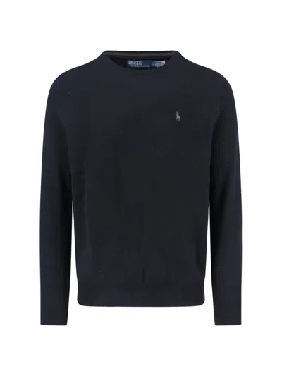 Polo Ralph Lauren Men's 100% Wool Crewneck Sweater In Black