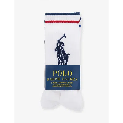 Polo Ralph Lauren Logo-print Pack Of Three Stretch-recycled-polyester Socks In 150 - White/ Assorted