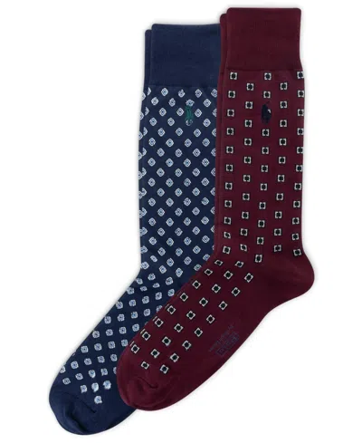Polo Ralph Lauren Men's 2-pack Foulard Socks In Burgundy