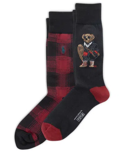 Polo Ralph Lauren Men's 2-pack Holiday Bear Socks In Black