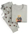 Polo Ralph Lauren Logo Bear Pajamas In Gray