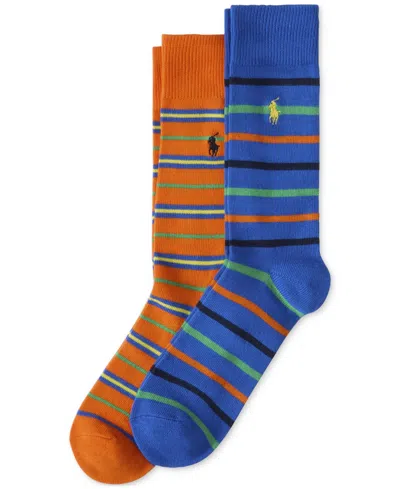 Polo Ralph Lauren Men's 2-pk. Bright Repp Stripe Slack Socks In Blue