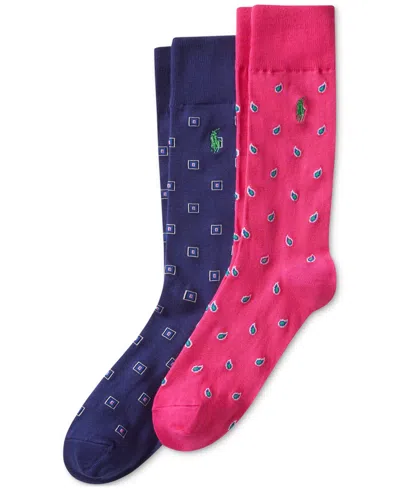 Polo Ralph Lauren Men's 2-pk. Foulard Slack Socks In Magenta Pink