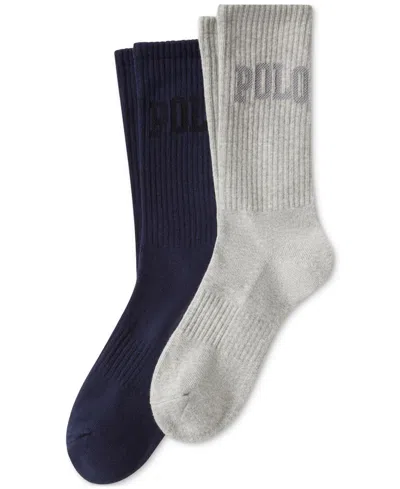 Polo Ralph Lauren Men's 2-pk. Tonal Logo Crew Socks In Gray