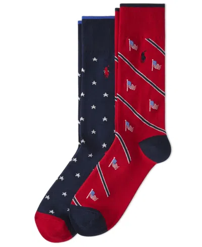 Polo Ralph Lauren Men's 2-pk. Waving Flag & Stars Socks In Multi