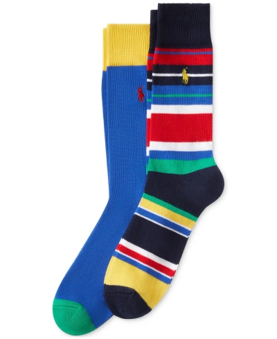 Polo Ralph Lauren Men's 2-pk. Multi-stripe Slack Socks In Open