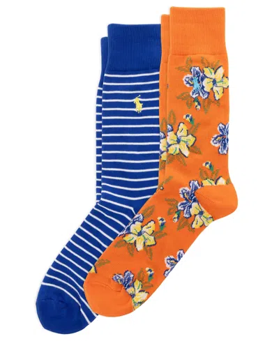 Polo Ralph Lauren Men's 2-pack Bold Florals And Classic Stripes Sock In Multi